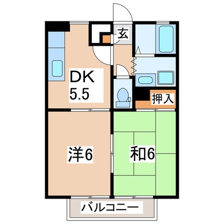 郡山駅 バス28分  西ノ宮下車：停歩6分 2階の物件間取画像